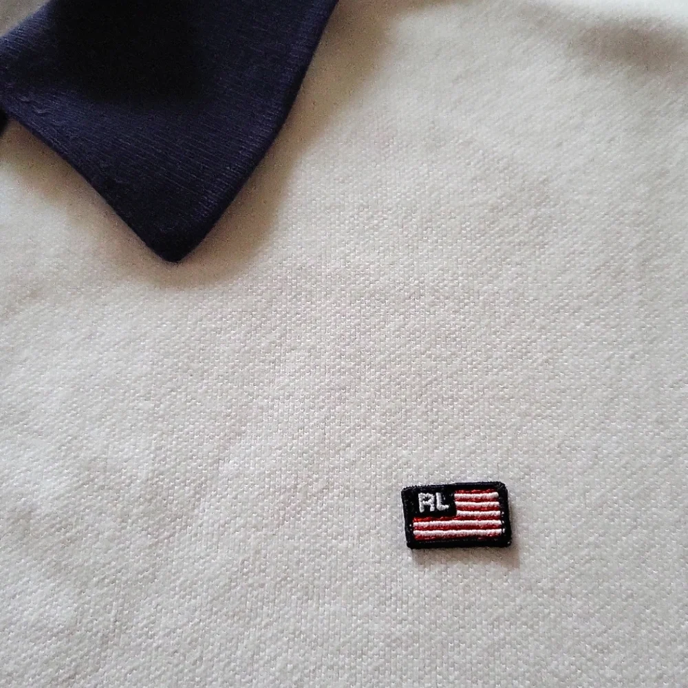 Ralph Lauren Polo Jeans Shirt,White/Navy. Girls XL/Womens Small.